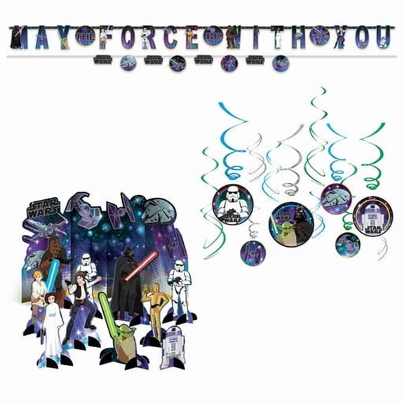 Party City Disney Star Wars Kids Party Birthday Decor Kit, Officially Licensed
