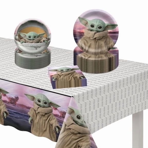 Party City Disney The Mandalorian Grogu Kids Party Tableware Kit for 8, Officially Licensed