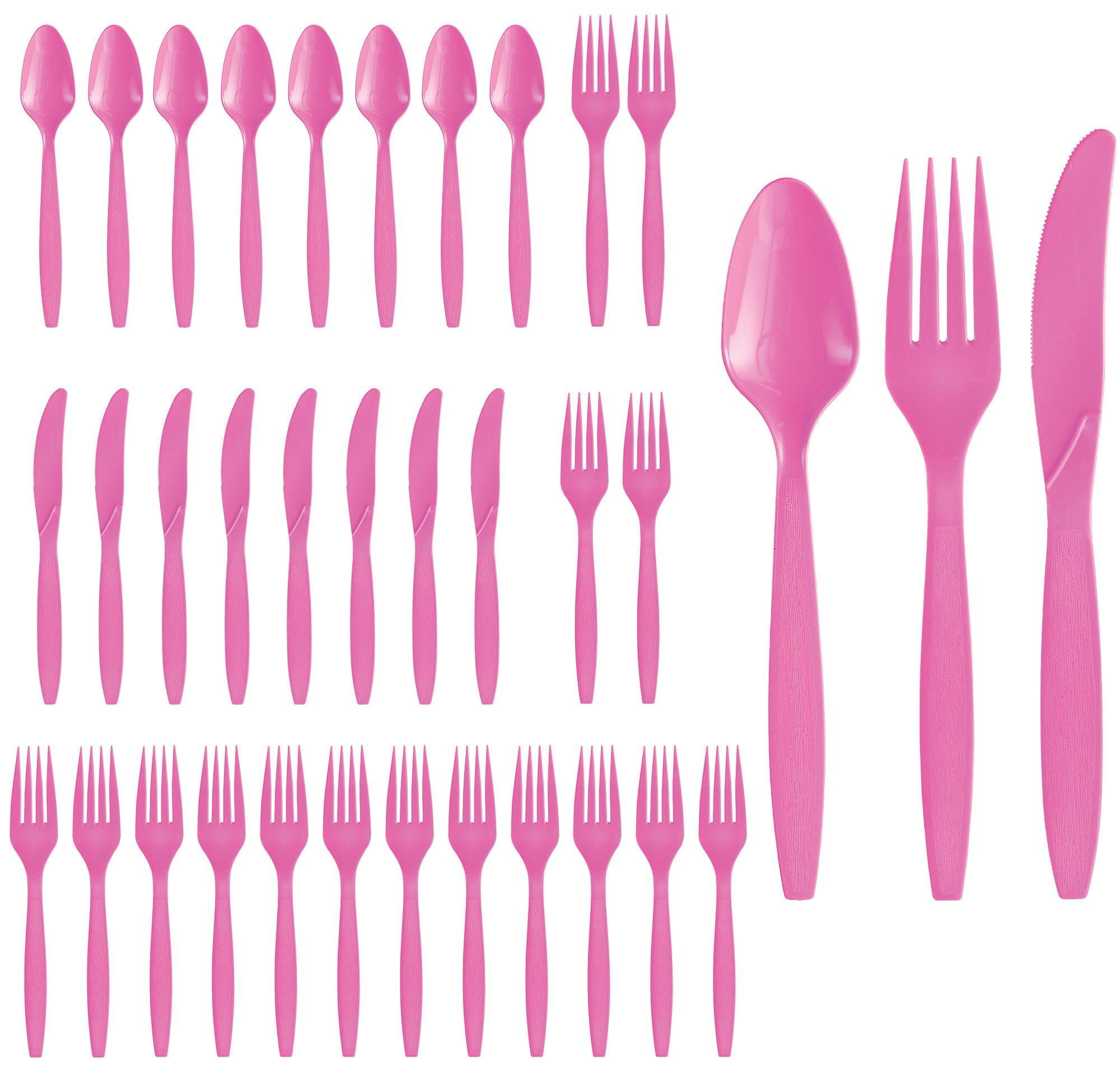 Party City Disposable Lunch Napkin, 32 Count (Bright Pink) - 2-Ply, 5" x 5" - Go Brightly Heavy Duty Classic Lunch Napkins for Parties - Premium Party Supplies Cutlery