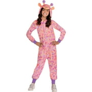 Party City Giraffe Zipster Halloween Costume for Girls, Small (4-6), Hooded Onesie, Peach, Pink and Purple