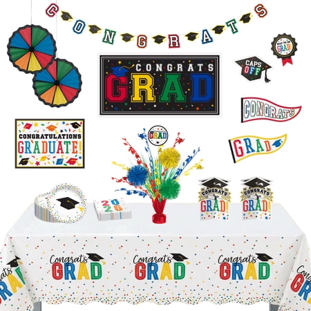 Party City Graduation Party Kit for 24, Colorful Confetti