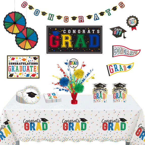 Party City Graduation Party Kit for 24, Colorful Confetti