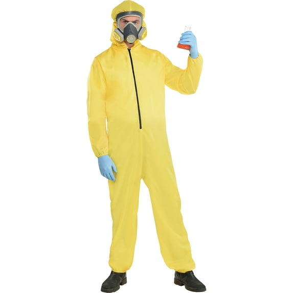 Party City Hazmat Suit Halloween Fancy-Dress Costume with Jumper and Mask for Adult, Men Standard