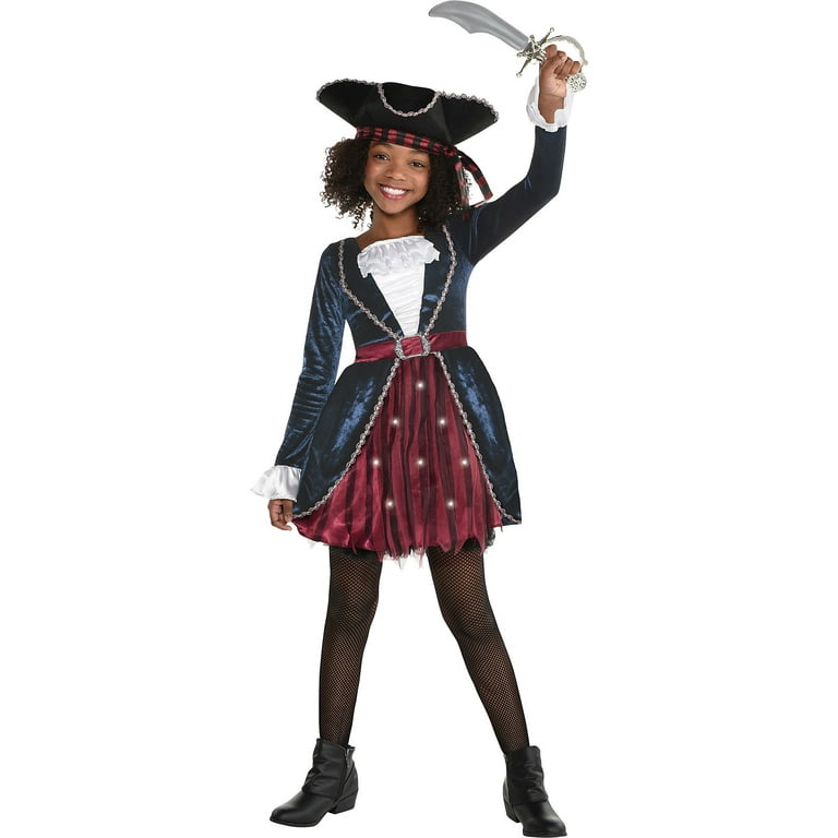 PIRATE Girls Small Costume Size 4-6 SCAR-LET Halloween for 3-4 Years 6 Pc  Set
