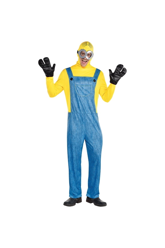 Minion Halloween Costume for Men, Minions: The Rise of Gru, Standard Size, Jumpsuit, Cowl, Goggles and Gloves