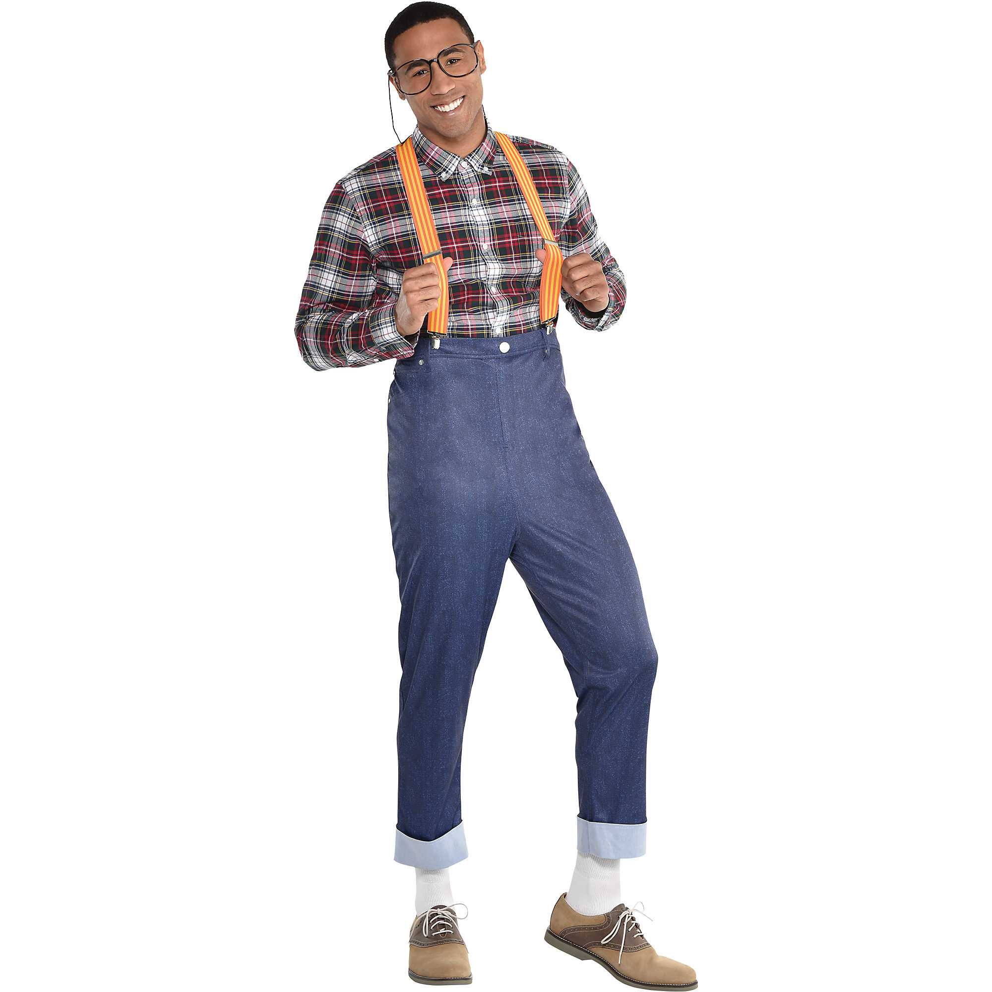 Party City Neighborhood Nerd Halloween Costume Kit for Adults Includes Pants, Glasses, Suspenders - image 1 of 1