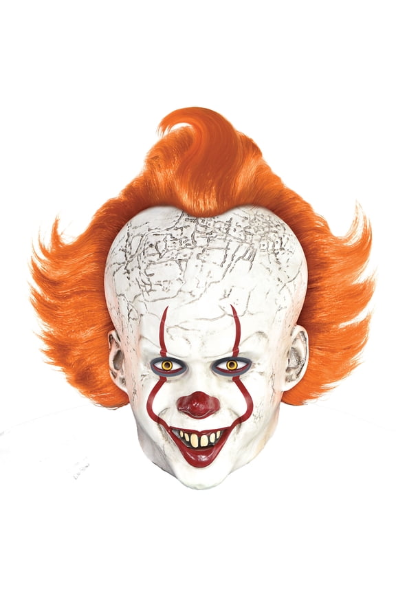 Pennywise Mask Halloween Costume Accessory for Adults, It Chapter Two, Standard Size