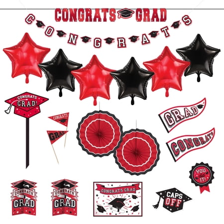 Party City Red Congrats Graduation Decorating Kit