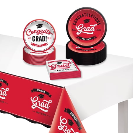 Party City Red School Spirit Graduation Tableware Kit for 24