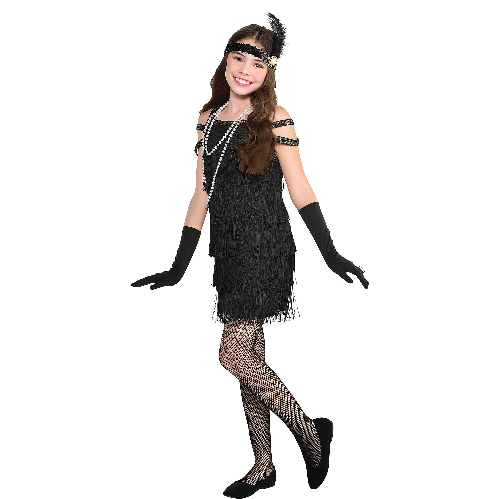 Party City Roaring 20s Flapper Girl Halloween Costume, Gatsby Party, Black, Medium (810