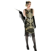 Party City Roaring 20s Flapper Girl Halloween Costume for Women, Black/Gold Includes Dress and Headband
