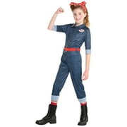 Party City Rosie the Riveter Halloween Costume for Girls Includes Jumpsuit with Belt and Headscarf