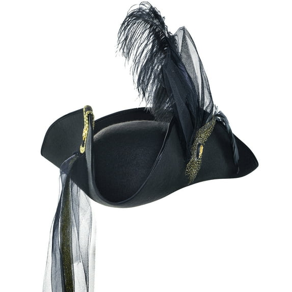 Party City Tricorn Couture Pirate Hat Costume for Teens & Adults - Costume Includes One Black Suede Hat - Costumes for Halloween, Birthday Parties & Themed Events