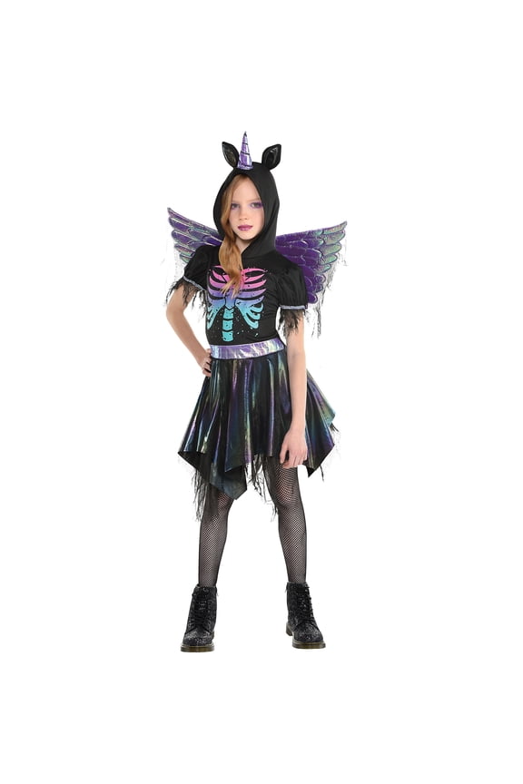 Zombie Unicorn Halloween Costume for Girls, Medium (8-10), Includes Hooded Dress and Wings