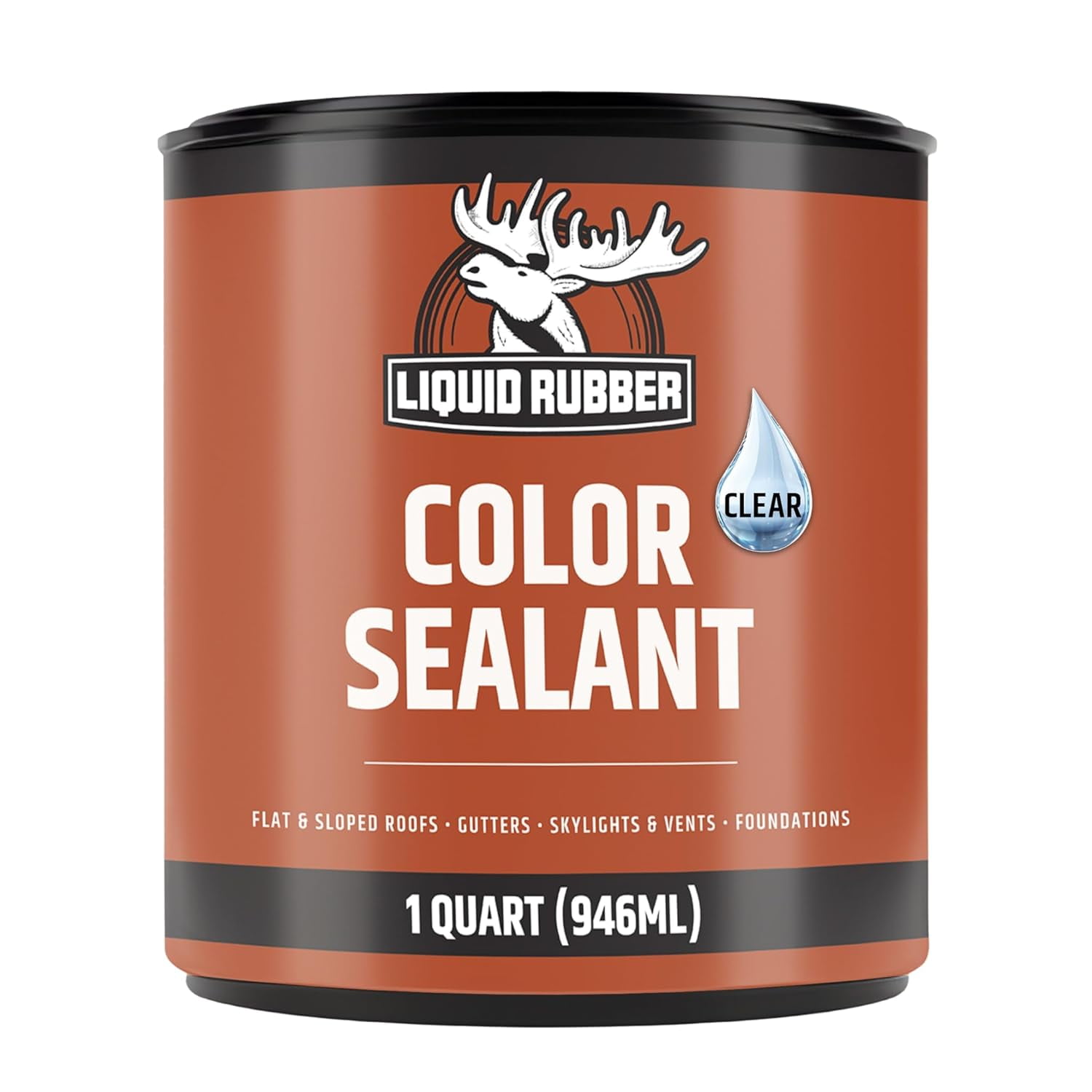 Party Color Waterproof Sealant - Elastomeric Roofing Coating for Flat or Slope Roofs & Foundations - DIY Paint & Leak Repair Membrane Compatible with Metal & Concrete - Clear, 1 Quart