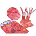 thumbnail image 1 of Party Combo Pack Red and White Polka Dot Paper Set For 16 Guest, 178 Pieces.Includes 32 Forks,16 Spoons, 16 Knives, 16 9" Plates, 16 7" Plates, 2 Tablecloths, 20 Cups, 20 Straws, 40 Napkins., 1 of 9