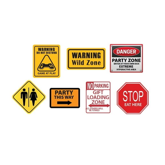 Party Construction Signs - Set of 7