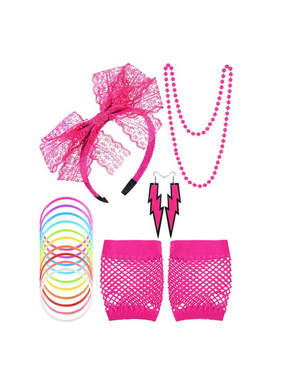 Party Costume Set Novelty 80's Neon Theme Party Costume Accessories for Women