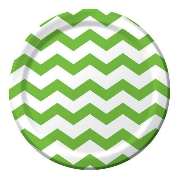 Party Creations Chevron Dinner Plates, 9", Fresh Lime, 8 Ct
