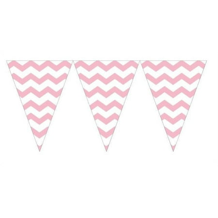 Party Creations Chevron Flag Banner, Classic Pink, 1 Ct