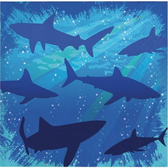 Party Creations Shark Splash Beverage Napkins, 16 Ct