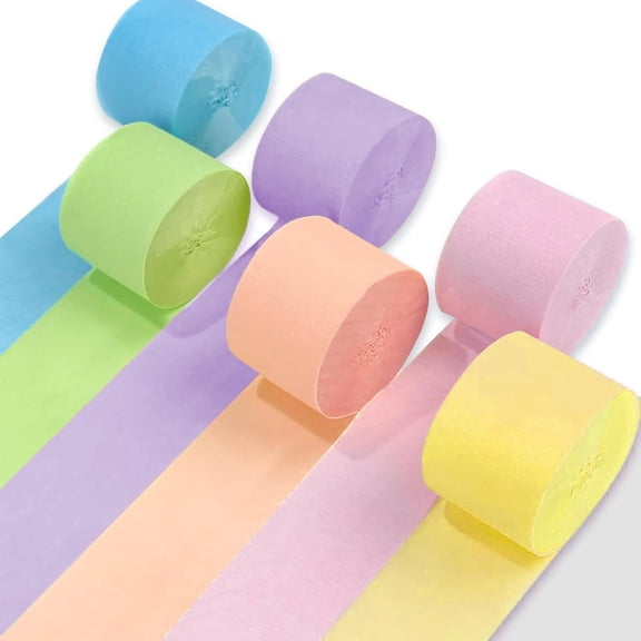 Party Crepe Paper Streamers, 6 Rolls 492 ft Rainbow Crepe Paper Thanksgiving Valentine's Independence Day Wedding Graduations Decorations Decorations (1.8 Inch x 82 Ft/Roll)