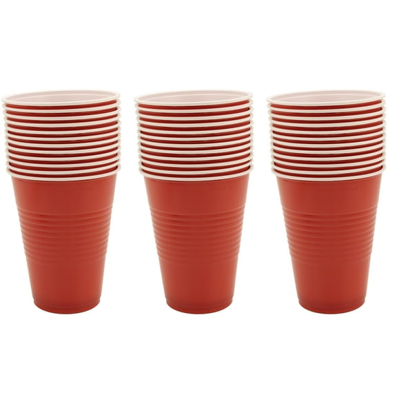 Party Cups Disposable Plastic Cups, 16 Fl Oz, Red, 36 Count, 36 Pack
