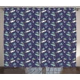 thumbnail image 1 of Ambesonne Party Curtains 2 Panel Set, Balloons Tied to Rockets, 108" x 90", Violet Blue Yellow, 1 of 3