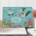 thumbnail image 1 of Party Cutting Board, Storks Flying over Town Delivering Cartoon City Announcement, Decorative Tempered Glass Cutting and Serving Board, Large Size, Multicolor, by Ambesonne, 1 of 1