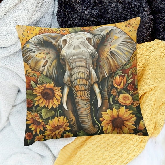 Party Decor Birthday Gift elephant flowers sunflower Home Decor Throw Pillows Cover for Home Sofa Couch