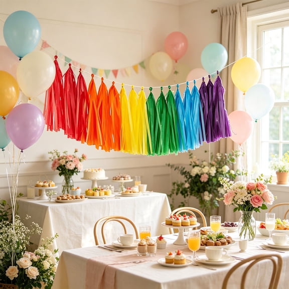Party Decor,Hanging Ornament,Multi Color Paper Tassel Set,DIY Garland Accessory For Birthday Wedding And Festival
