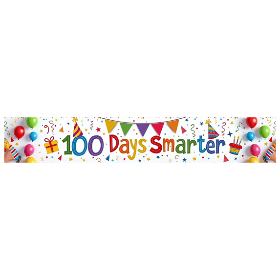 Party Decoration 100 Days Smarter Celebration Banner Bright Colorful for School Event Kids Party Classroom Decor