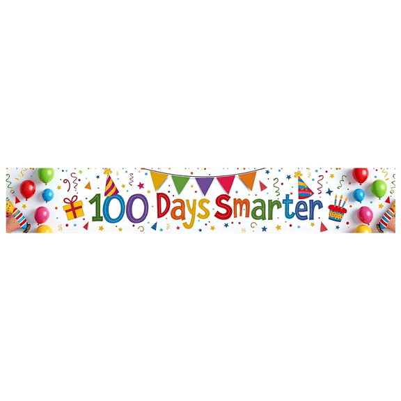 Party Decoration 100 Days Smarter Celebration Banner Bright Colorful for School Event Kids Party Classroom Decor