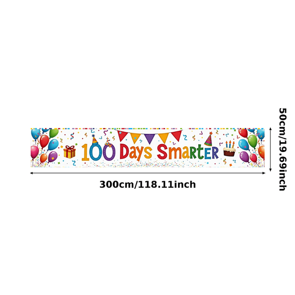 Party Decoration 100 Days Smarter Celebration Banner Bright Colorful for School Event Kids Party Classroom Decor