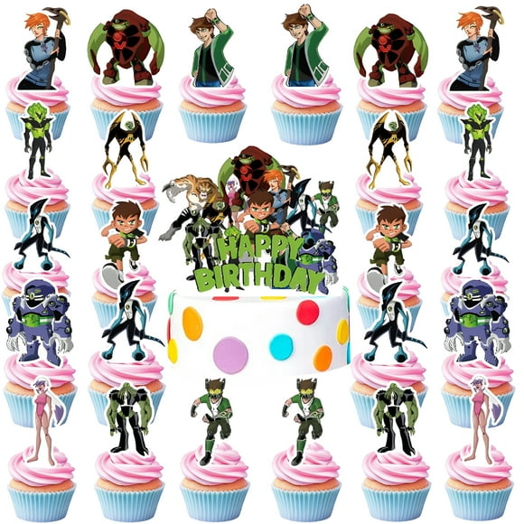 Ben 10 Party Decoration, 50 pcs Ben 10 Cake Decoration Party Supplies Cupcake Toppers cake decoration