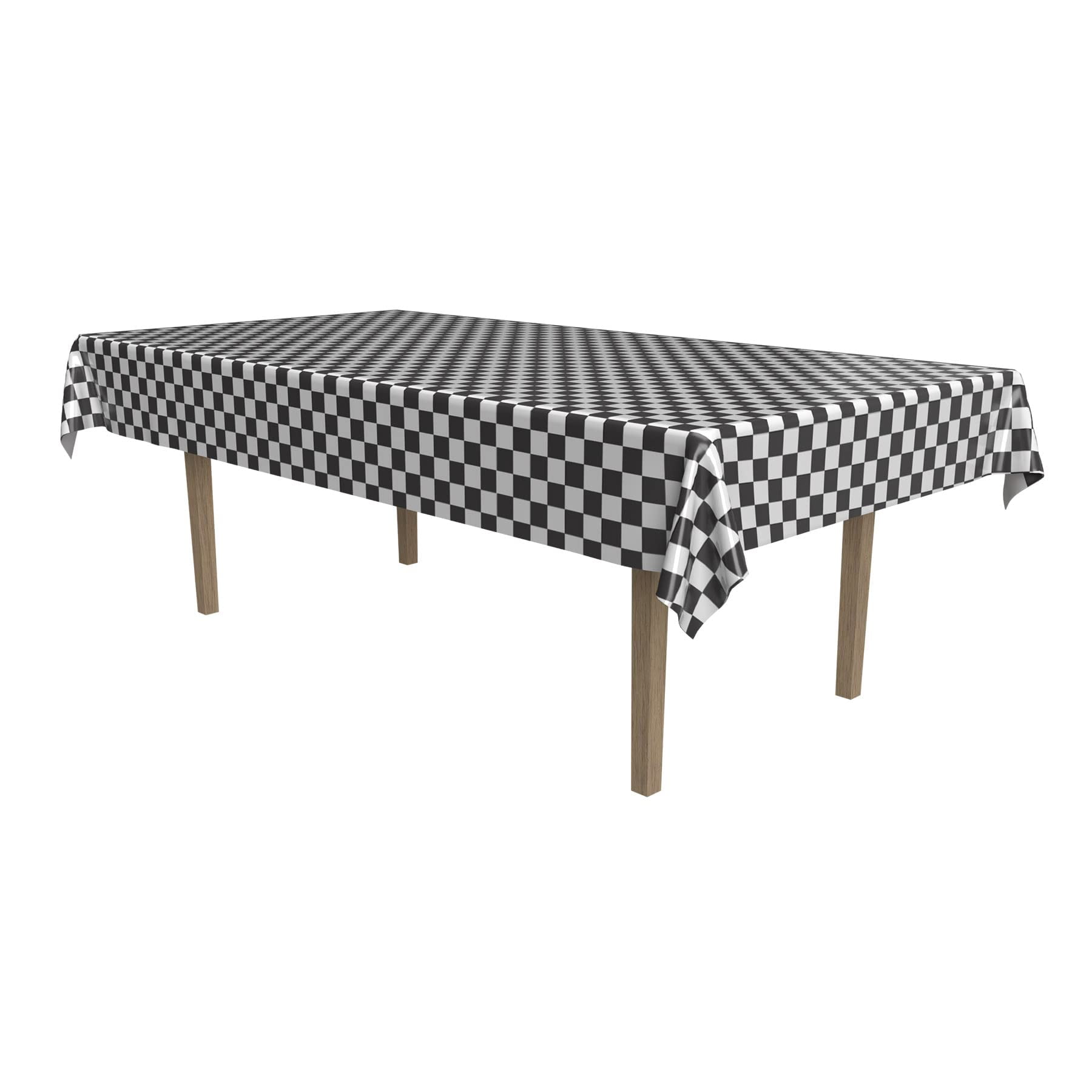 Boland Racing Checkered Flag Plastic Tablecloth - Black Rectangular Table Cover For Race Car Parties & Events - View #9