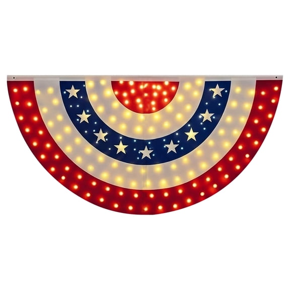 Party Decoration Patriotic Banner 3 X 6 Ft LED Half Fan American Flag Bunting Outdoor 4th of July