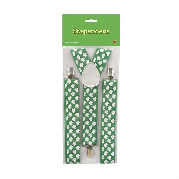 Beistle Club Pack of 12 Adjustable St. Patrick's Day Shamrock Suspenders