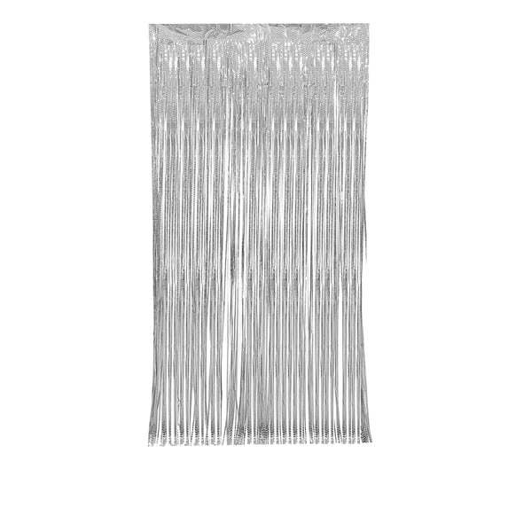 Party Decoration Tinsel Curtain 100x200cm,Venue Decoration Props Tempting Background with Fringed Lasers Ripples,Silver Streamer Backdrop