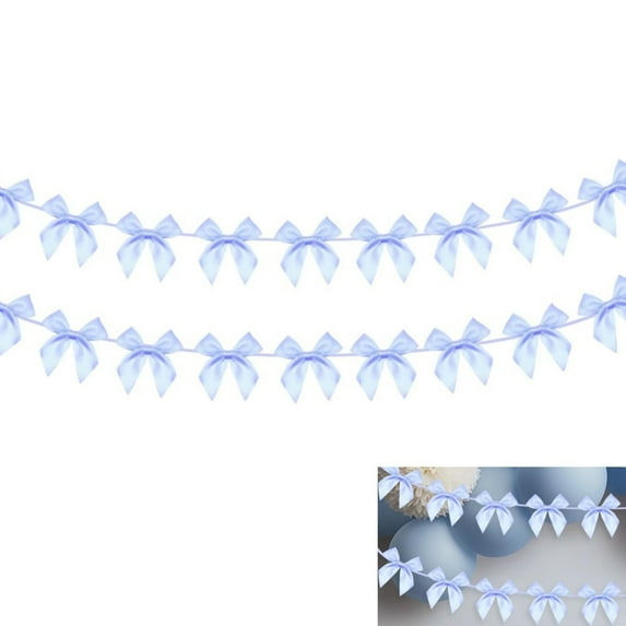 Party Decorations,Bow Garland Banner,QZS Handmade Bow Wreath Party Hanging Decorations for Bridal Shower Decor,Bachelorette Party,Birthday,2pcs,Blue