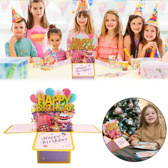 Party Decorations Clearance! Up Card Sweet 3D Birthday Gift Box for Adults and Kids with Envelopes Unique Handmade Foldable Celebration Cards for Mom Dad Friend