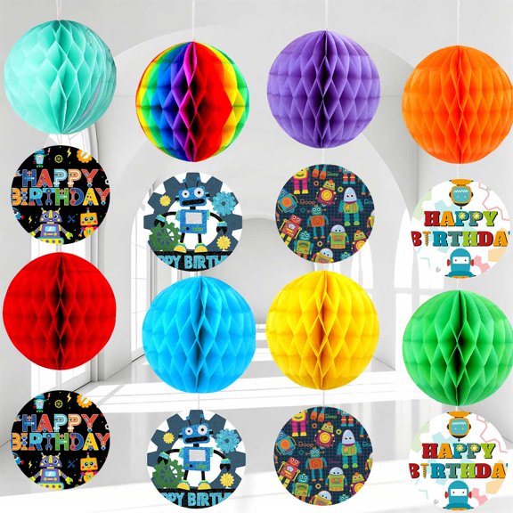 Party Decorations Gear Robot Hanging Decor Honeycomb Swirls Lanterns