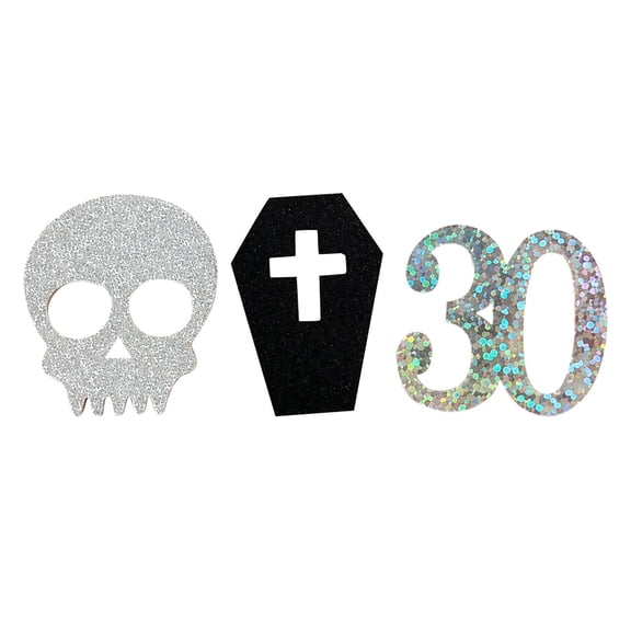 Party Decorations Glitter Skull Coffin 30 Confetti 100 Pieces for Halloween Themed 30Th Birthday Celebrations Gatherings Events