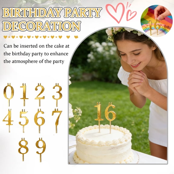 Party Decorations Numbered Aluminum Birthday Cake Candle Holder Set, Reusable Metal Digit Stands For Celebration, Age Marker For Wedding Anniversary