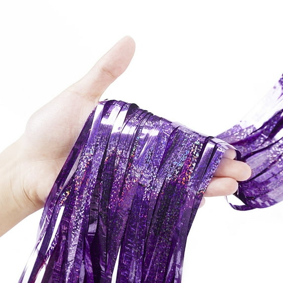 Party Decorations Promotion Sale! Nomeni Foil Curtains Shimmer Curtain for Birthday Wedding Party Bright Rain Curtain Party Decoration Rain Curtain, Home Decor Clearance Sale Purple