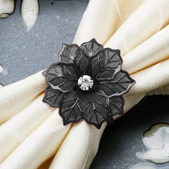 Party Decorations Promotion Sale! Nomeni Napkin Ring Stainless Steel Flower Napkin Buckle European High End Napkin Ring, Home Decor Clearance Sale Black