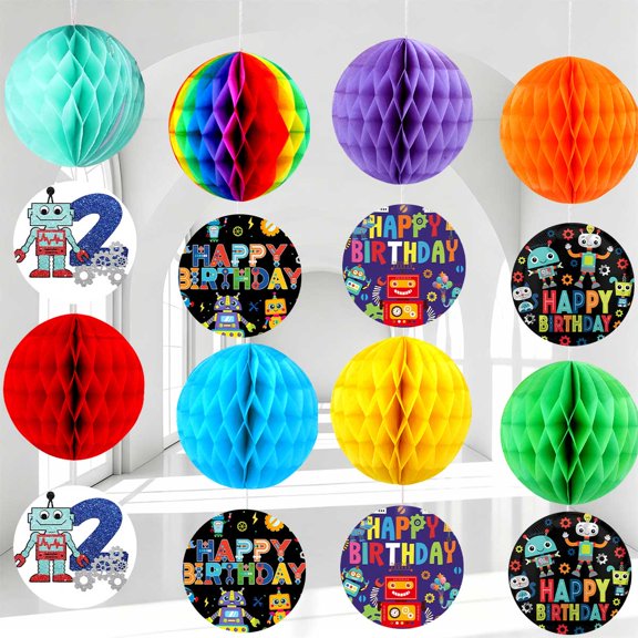Party Decorations Robot Gear 2nd Hanging Decor Honeycomb Swirls Lanterns