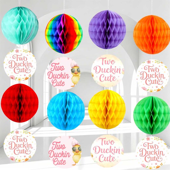 Party Decorations Two Duckin Cute Duck 2nd Hanging Decor Honeycomb Swirls Lanterns