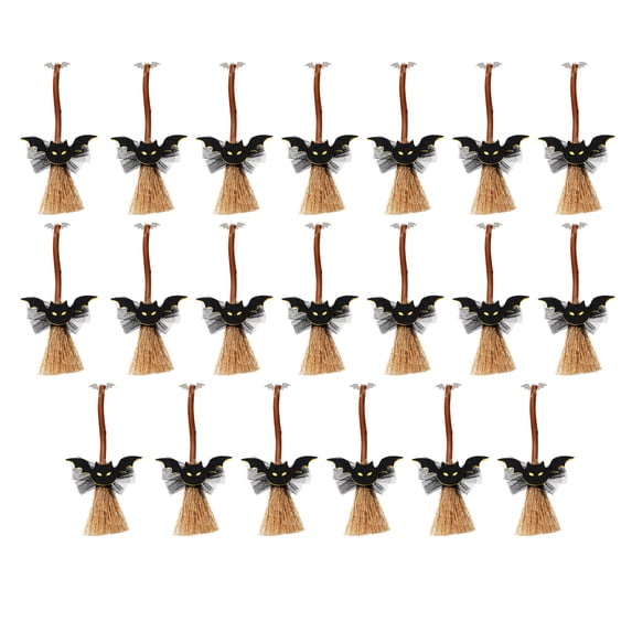 Party Decorations, Witch Broom Decor, 20Pcs Hanging Halloween Decor, Mini Halloween Ornaments, Bat Halloween Decor, Small Haunted House Props for Home, Size 15X6X0.5 in