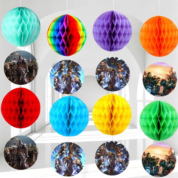 Party Decorations World of Warcraft Hanging Decor Honeycomb Swirls Lanterns Pompoms Supplies Fans